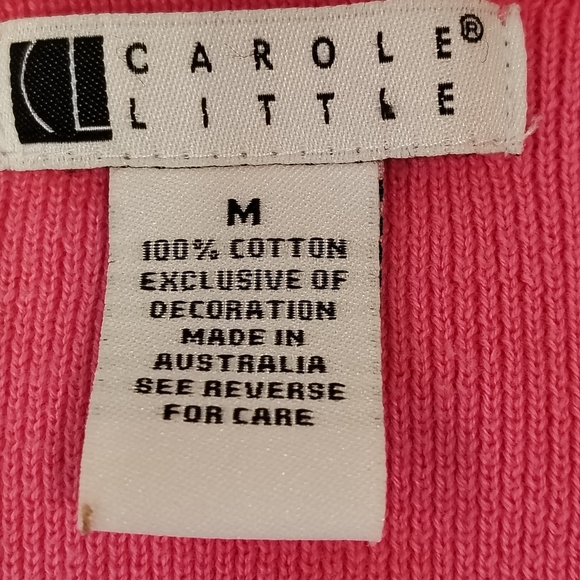 CAROLE LITTLE WOMENS MEDIUM EMBROIDERED PINK FLIP FLOP CARDIGAN 100% COTTON - Picture 5 of 7